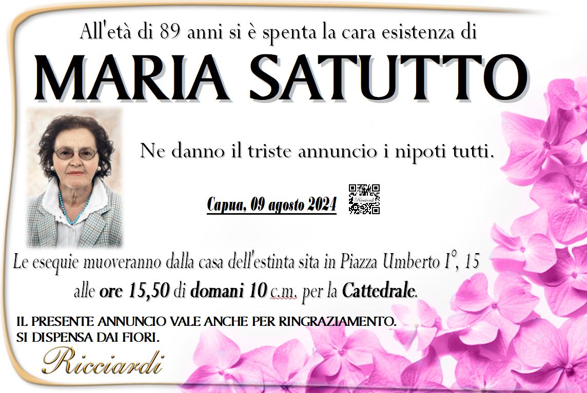 necrologio MARIA SATUTTO