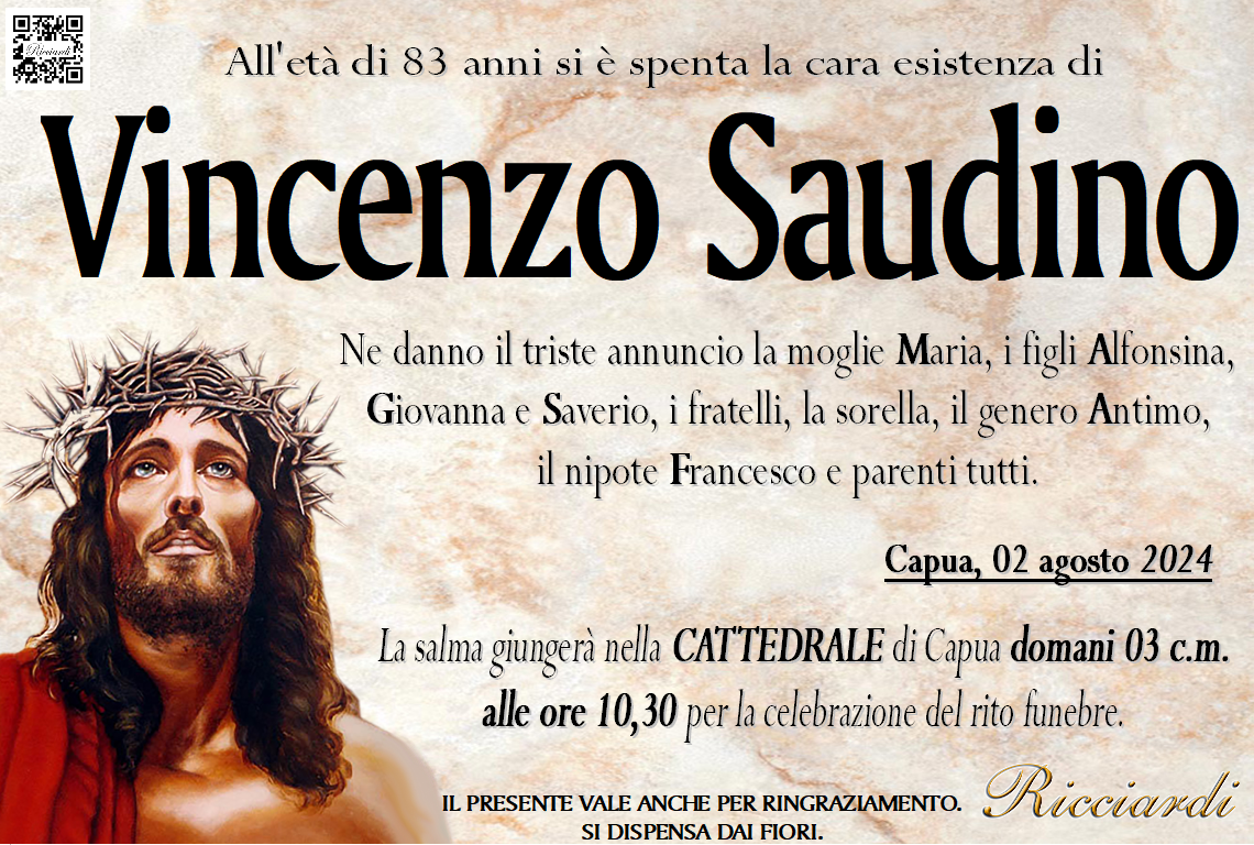 necrologio Vincenzo Saudino