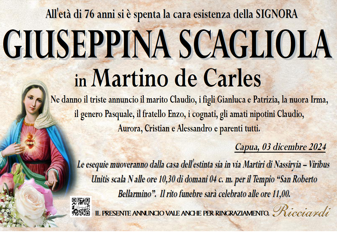 necrologio GIUSEPPINA SCAGLIOLA