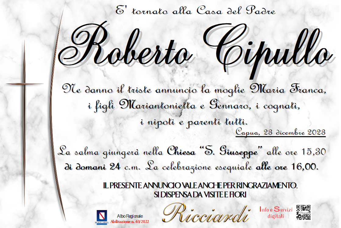 necrologio Roberto Cipullo