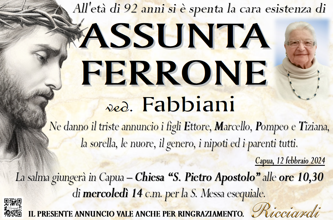 necrologio Assunta Ferrone