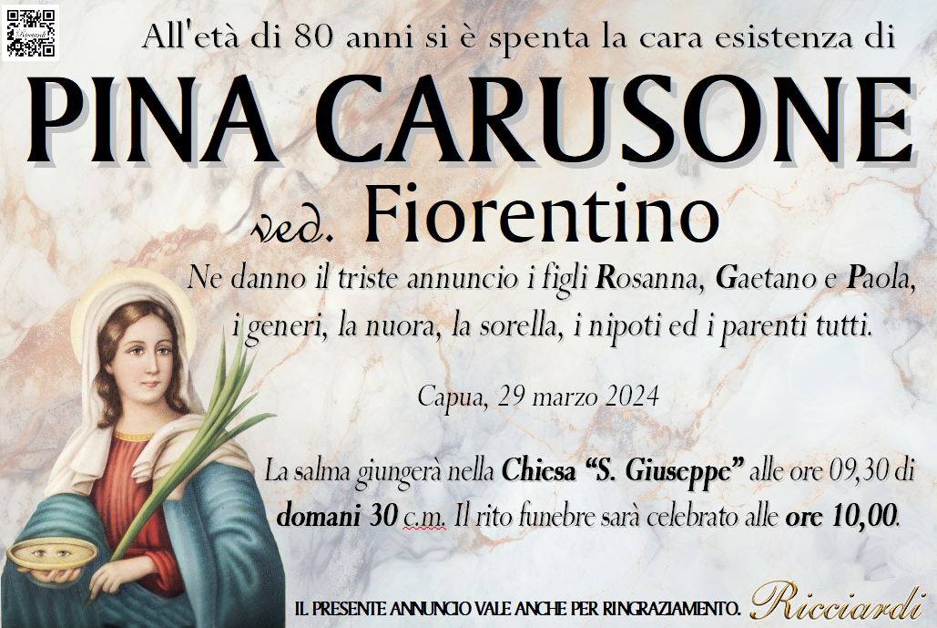 necrologio PINA CARUSONE