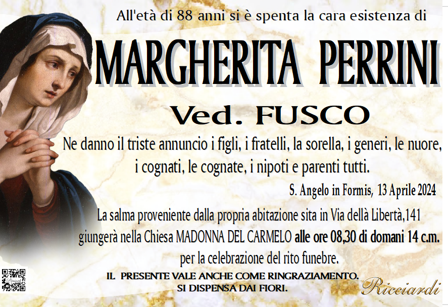 necrologio MARGHERITA PERRINI