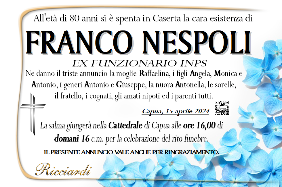 necrologio FRANCO NESPOLI