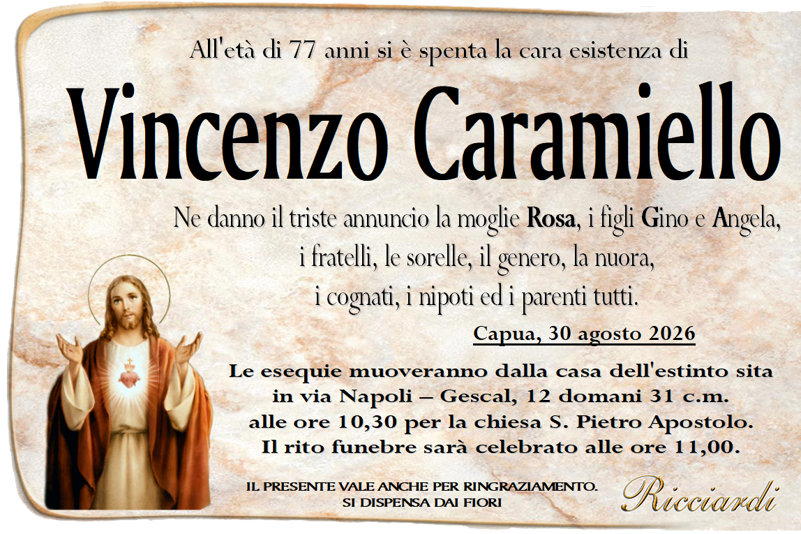necrologio Vincenzo Caramiello