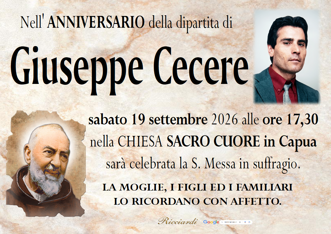 necrologio Giuseppe Cecere