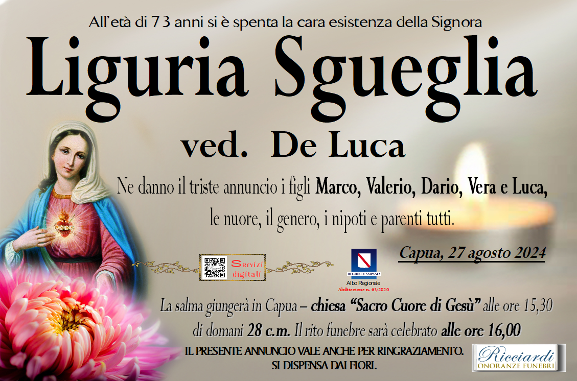 necrologio Liguria Sgueglia