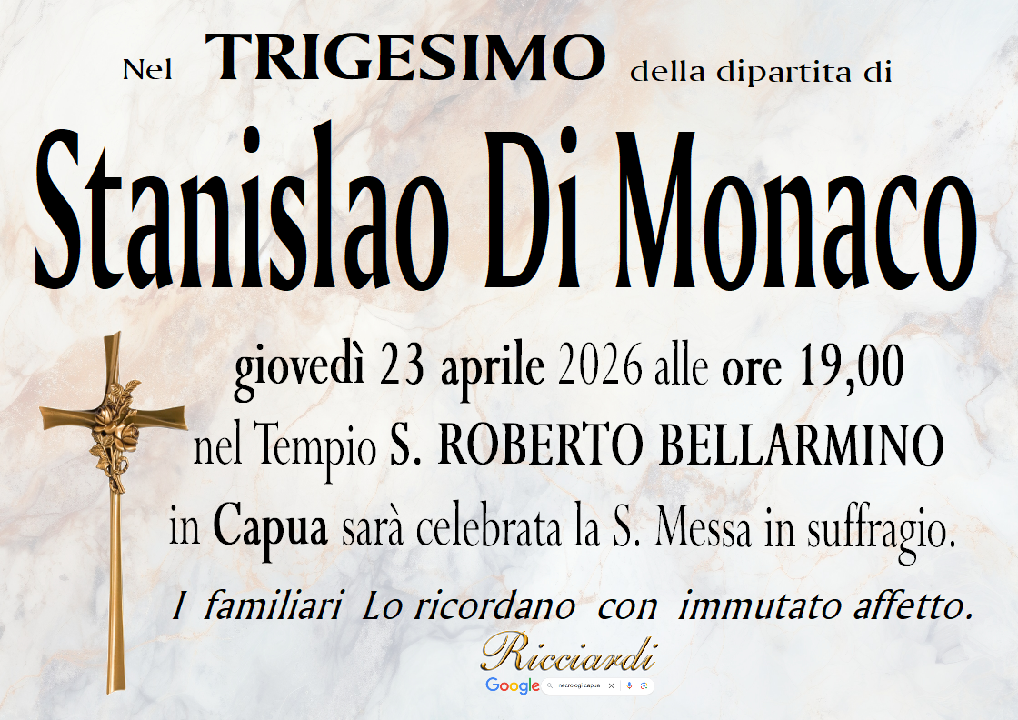 necrologio Stanislao Di Monaco