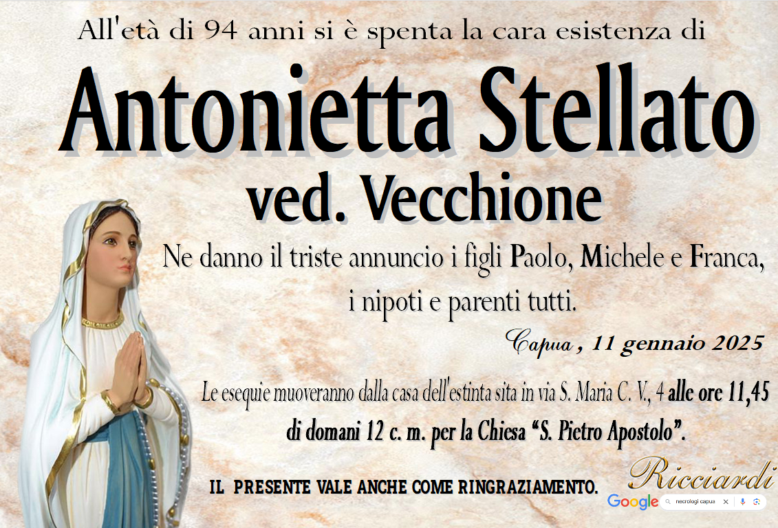 necrologio Antonietta Stellato