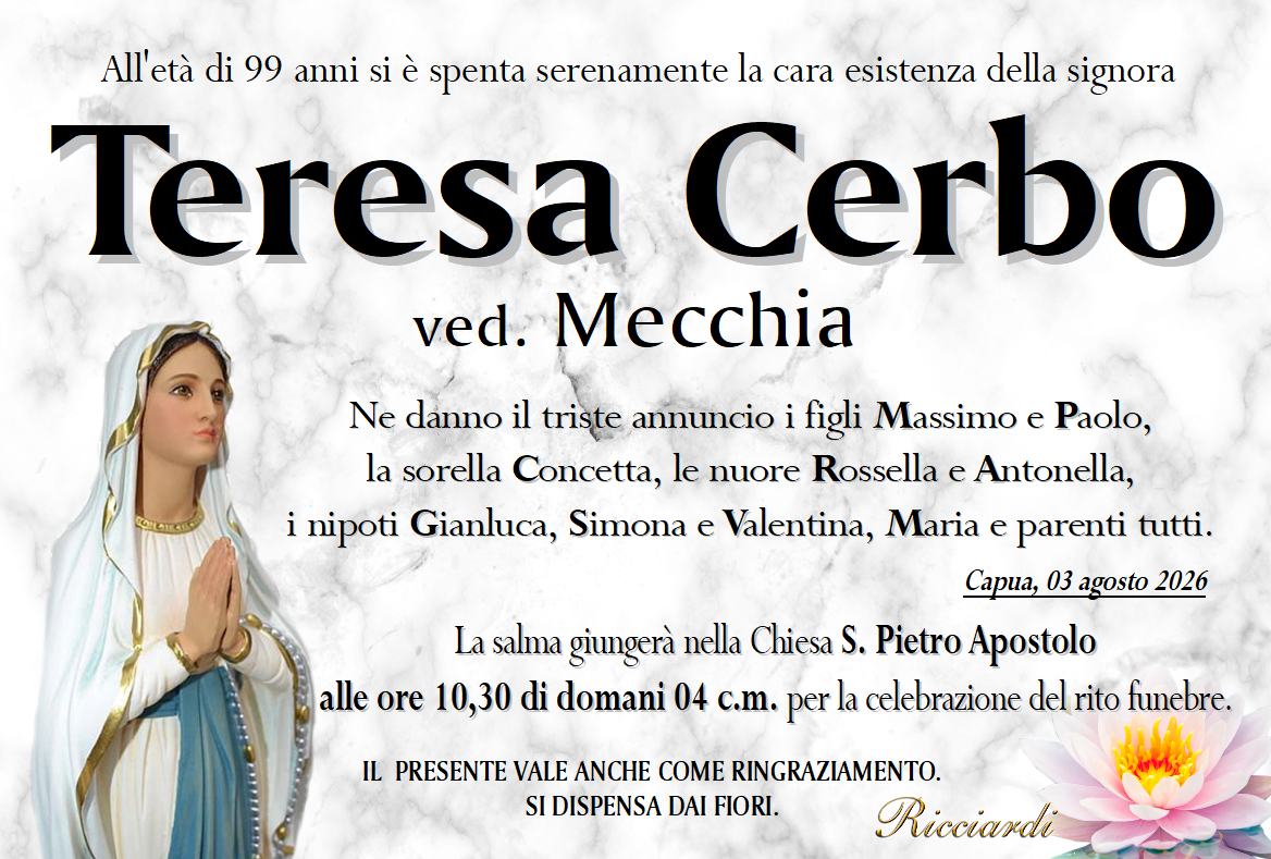 necrologio Teresa Cerbo