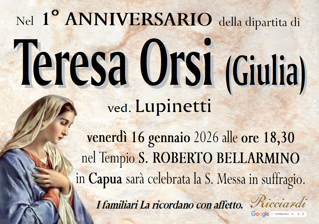 necrologio Teresa Orsi (Giulia)