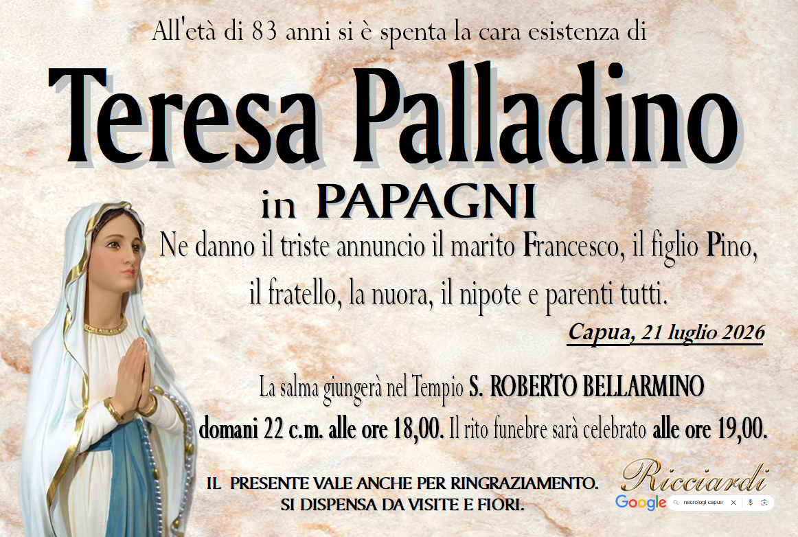 necrologio Teresa Palladino