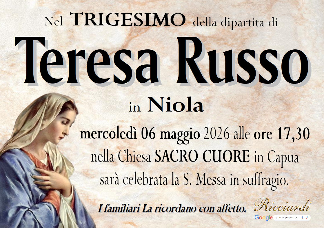 necrologio Teresa Russo