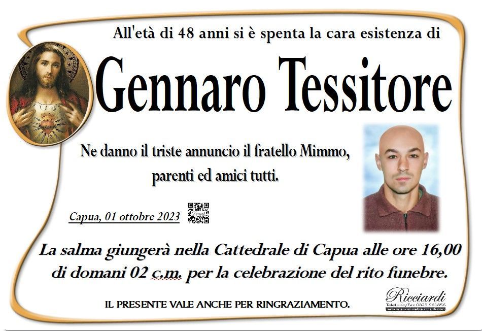 necrologio Gennaro Tessitore