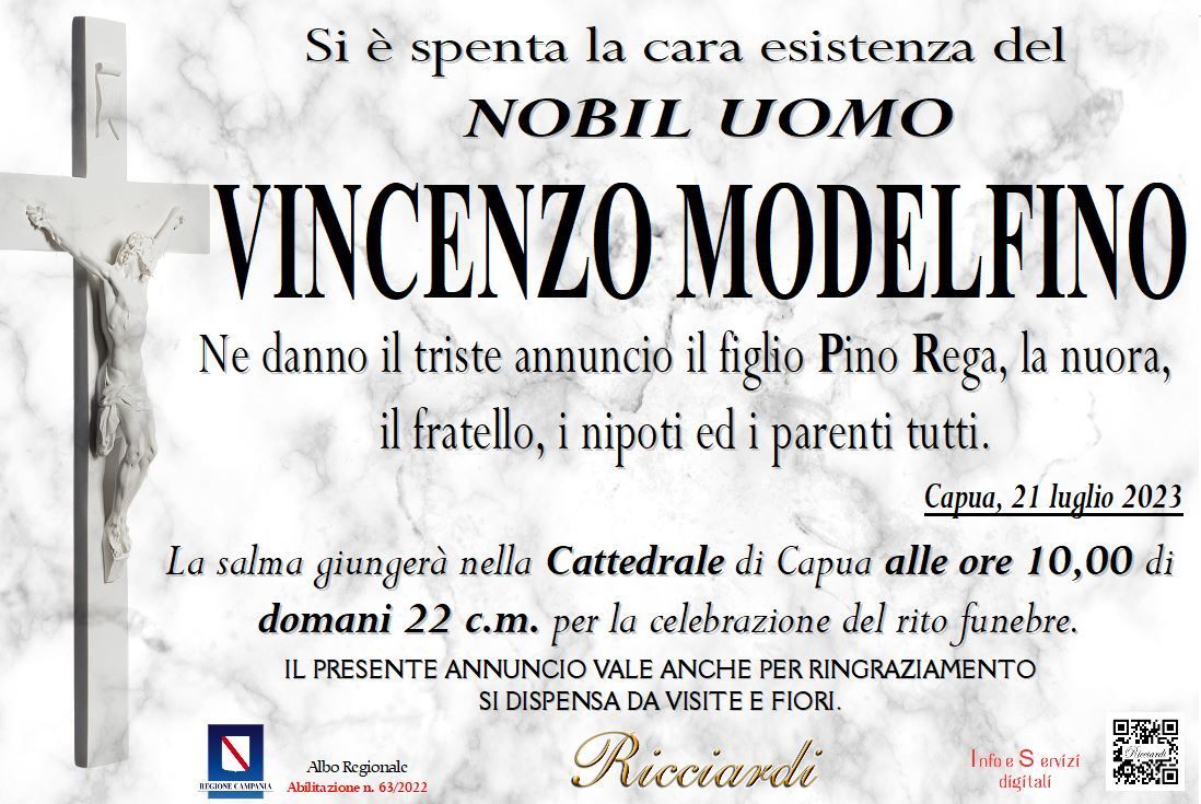necrologio VINCENZO MODELFINO