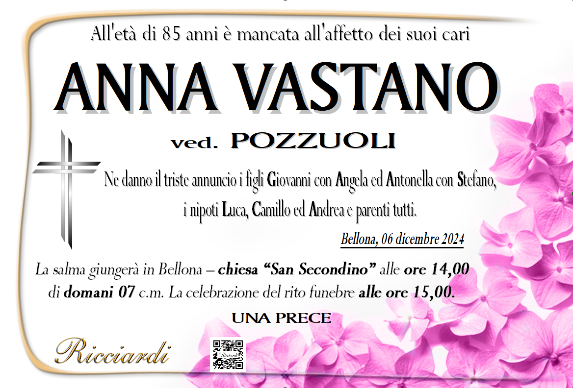 necrologio ANNA VASTANO