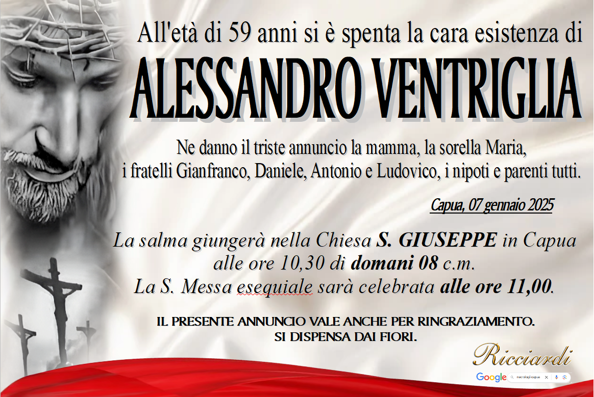 necrologio ALESSANDRO VENTRIGLIA