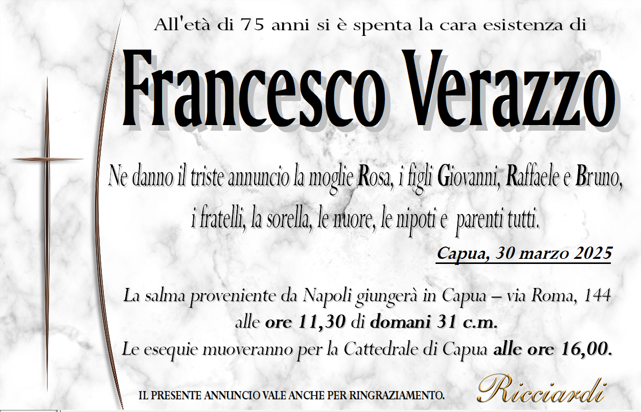 necrologio Francesco Verazzo