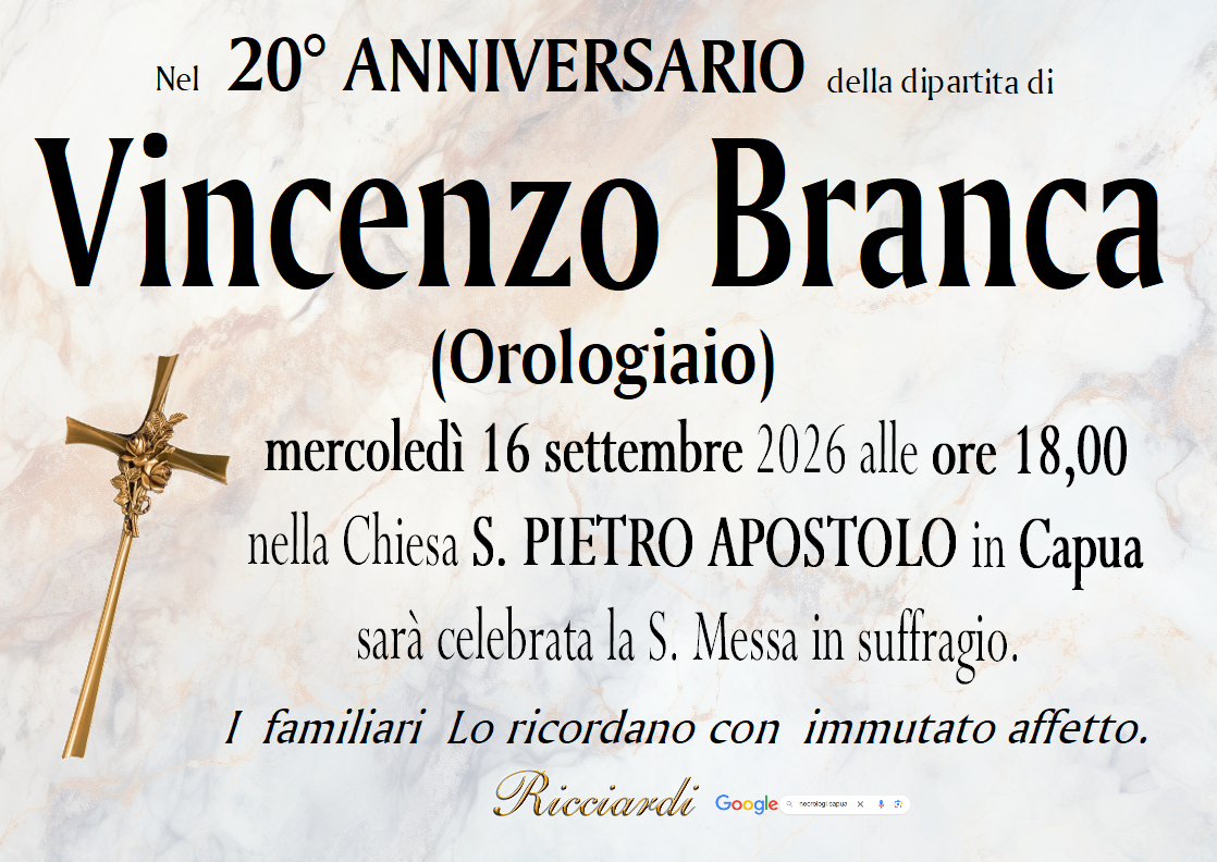 necrologio Vincenzo Branca