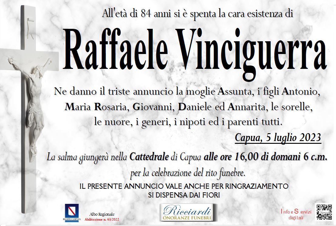 necrologio Raffaele Vinciguerra