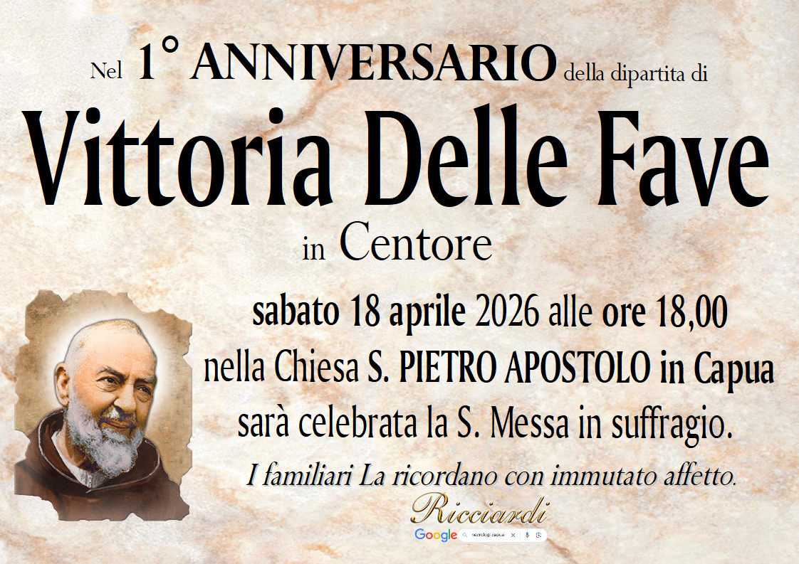necrologio Vittoria Delle Fave