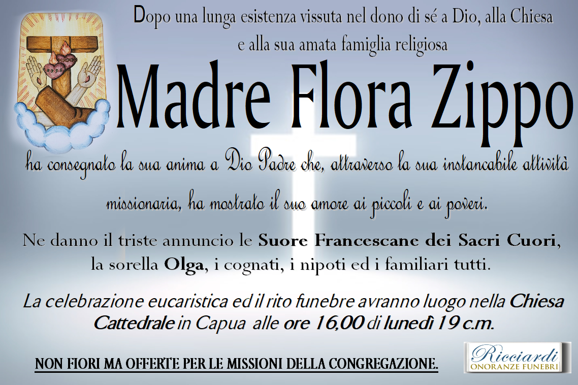 necrologio Madre Flora Zippo