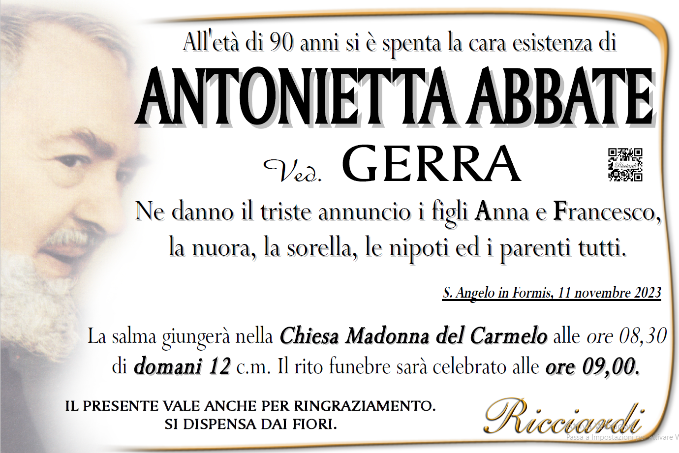 necrologio ANTONIETTA ABBATE
