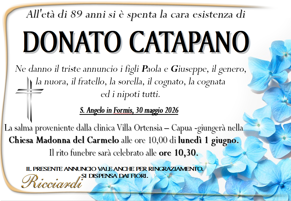 necrologio DONATO CATAPANO