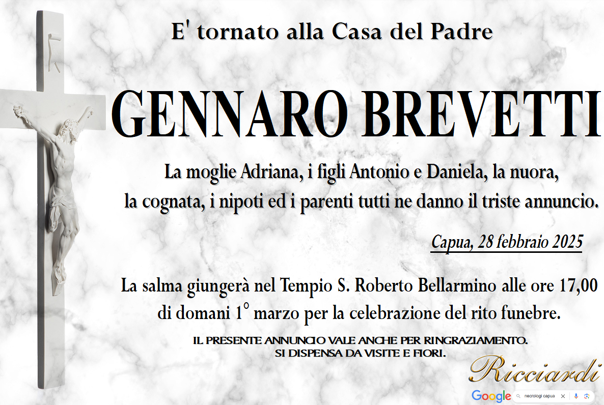 necrologio GENNARO BREVETTI