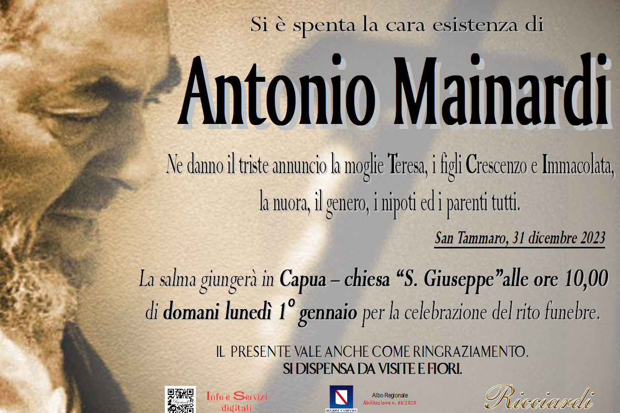 necrologio Antonio Mainardi