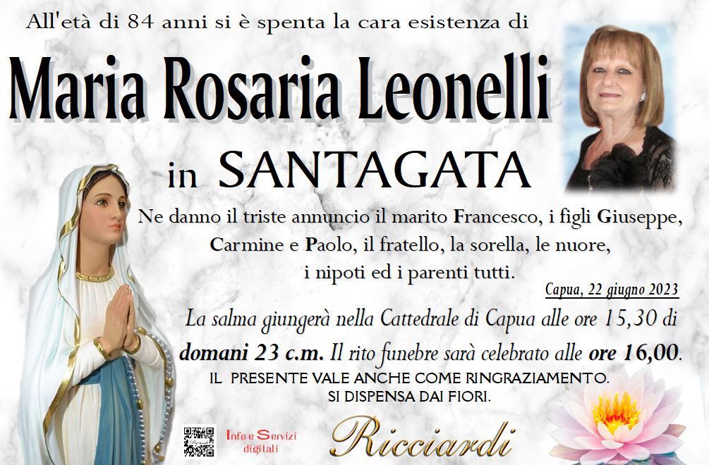 necrologio Maria Rosaria Leonelli