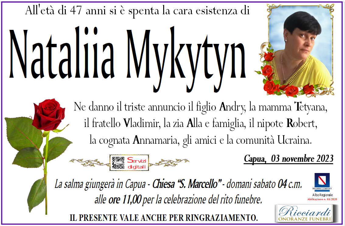 necrologio Nataliia Mykytyn