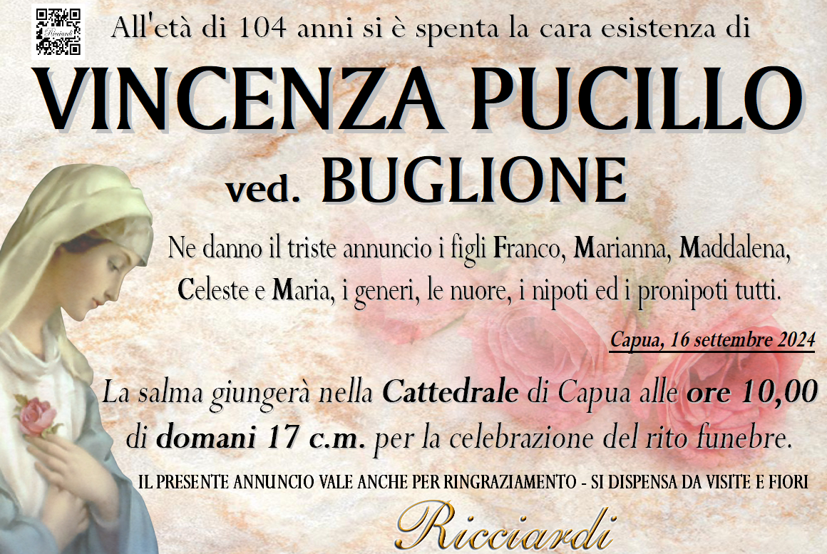 necrologio VINCENZA PUCILLO
