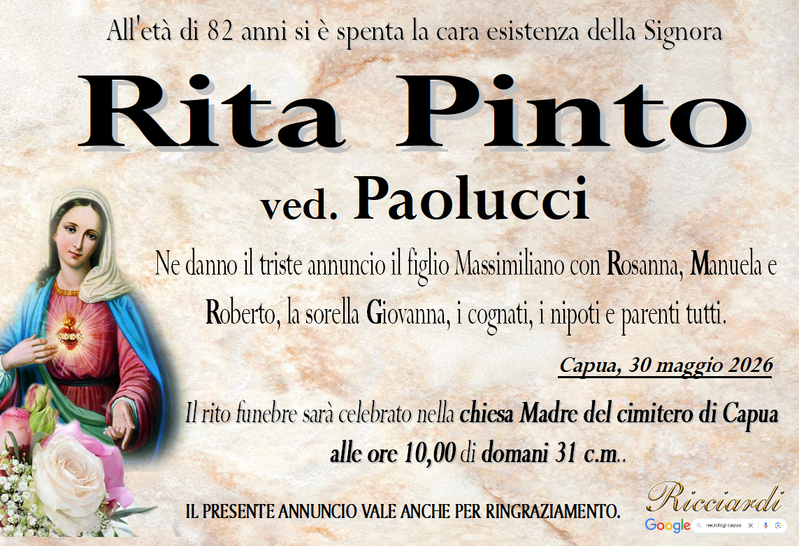 necrologio Rita Pinto