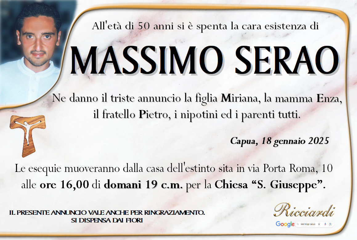 necrologio MASSIMO SERAO