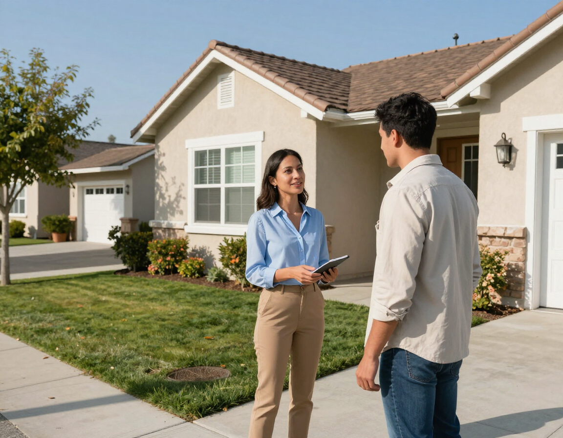 Landlord and tenant discussing a Stockton rental subject to California's AB 1482 just cause law