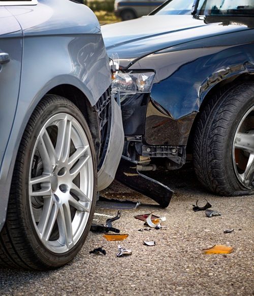 Two cars involved in a collision