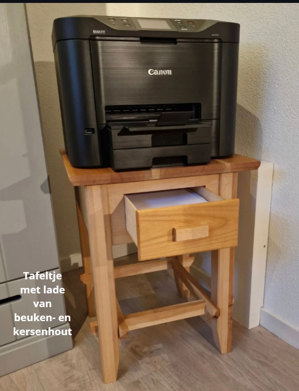 Printermeubel beuken en kersenhout