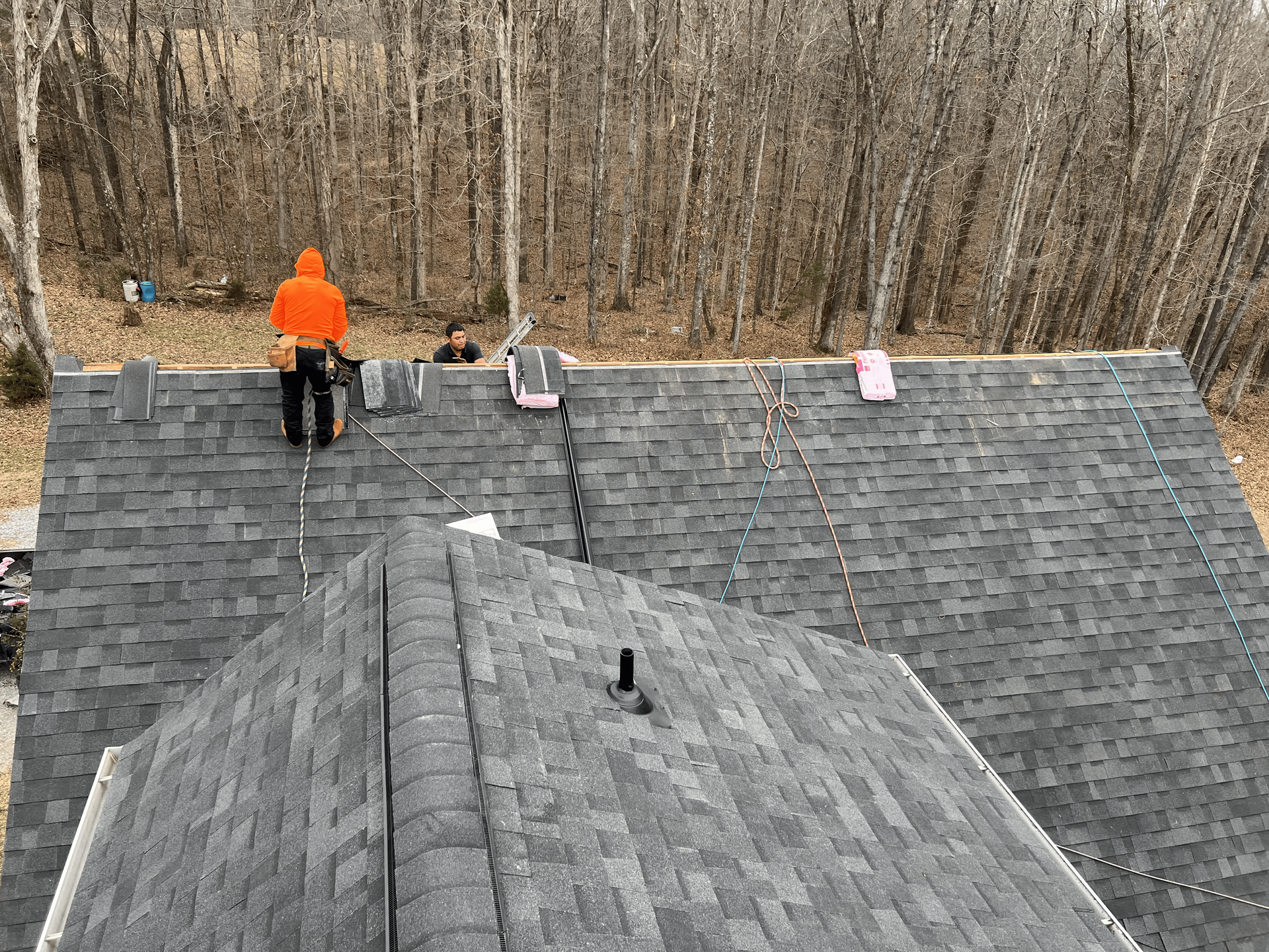 Gray shingle roof repair by Red Line Roofing in Dickson, TN