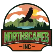 Northscapes Inc Northscapes Inc logo with a flying eagle over green mountains, trees, and orange sky