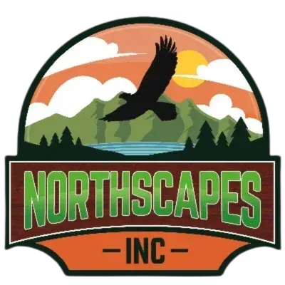 Northscapes Inc Northscapes Inc logo with a flying eagle over green mountains, trees, and orange sky