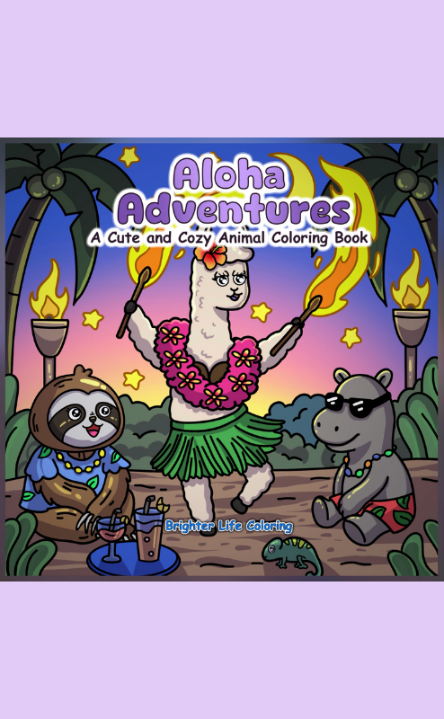 Colorful “Alana Adventures” coloring book cover with a dancer, animals, and a jungle stage scene