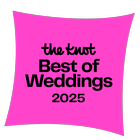 The Knot Best of Weddings 2025 award in pink.