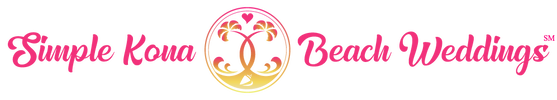 Logo for Simple Kona Beach Weddings, pink script text with a circular design.