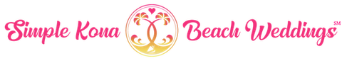 Logo for Simple Kona Beach Weddings, pink script text with a circular design.