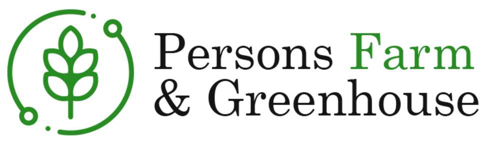 Persons Farm & Greenhouse logo with green plant icon and text