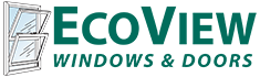 EcoView Windows & Doors logo with teal text and a window icon on a white background