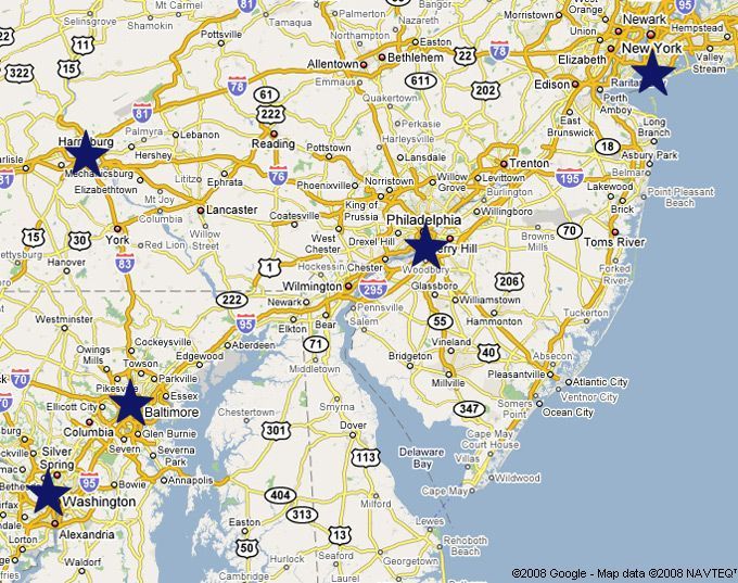 Service Areas Map