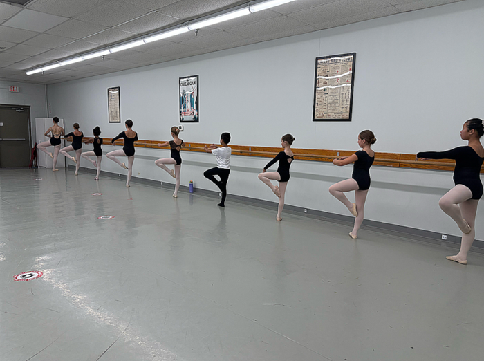 Young ballet students practicing at Northwest Ballet Academy. Young ballet students practicing at Northwest Ballet Academy.