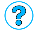 Blue question mark inside a blue-outlined circle on a white background